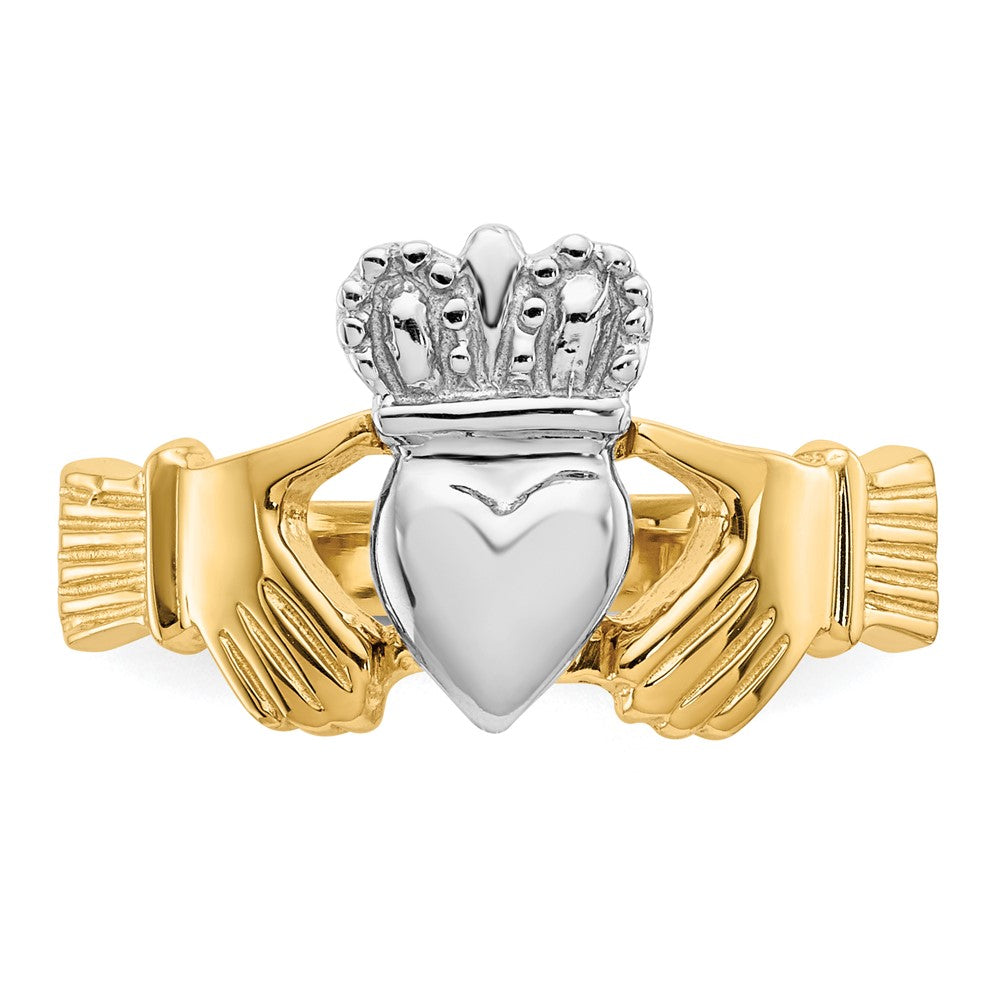 14K Bicolor-Gold Claddagh-Ring, poliert