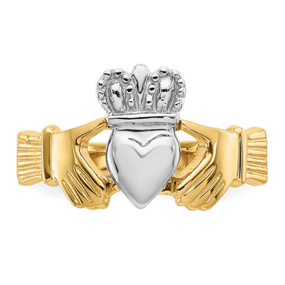 14K Bicolor-Gold Claddagh-Ring, poliert