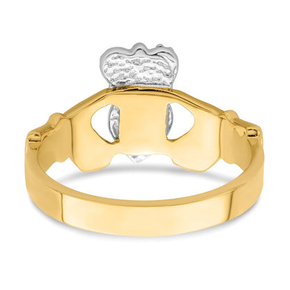 14K Bicolor-Gold Claddagh-Ring, poliert