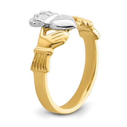 14K Bicolor-Gold Claddagh-Ring, poliert