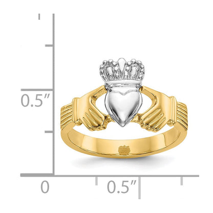 14K Bicolor-Gold Claddagh-Ring, poliert
