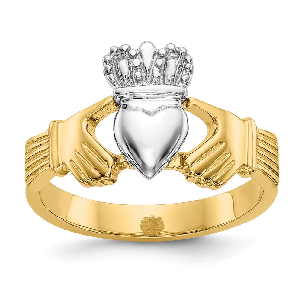 14K Bicolor-Gold Claddagh-Ring, poliert