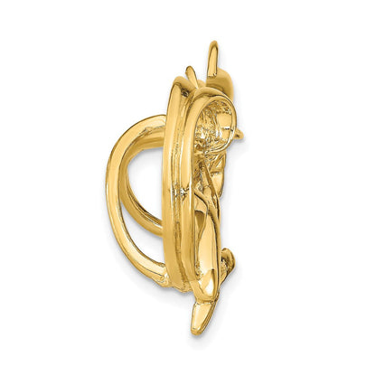 14K Gelbgold Poliert Passt Up To 6mm und 8mm Fantasie Delfin Anhänger