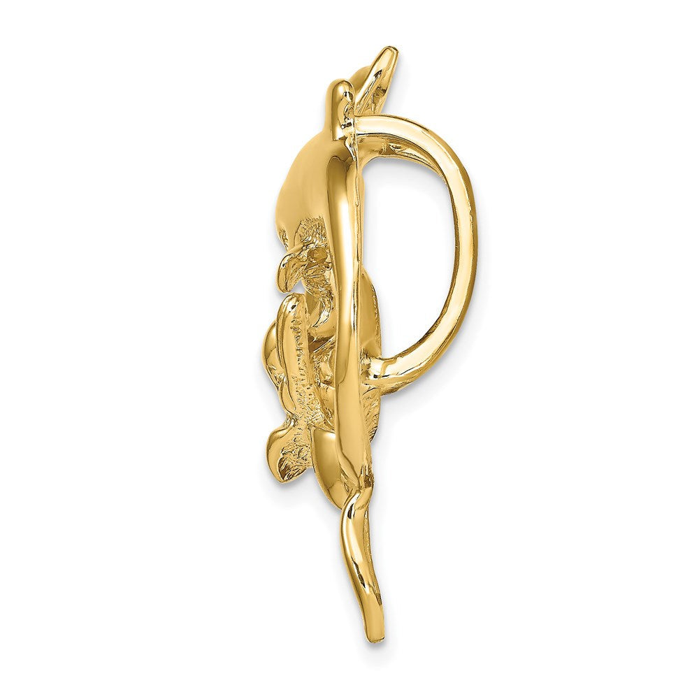 14K Gelbgold Poliert Passt Up To 10mm und 8mm Doppelt Dolphins Anhänger