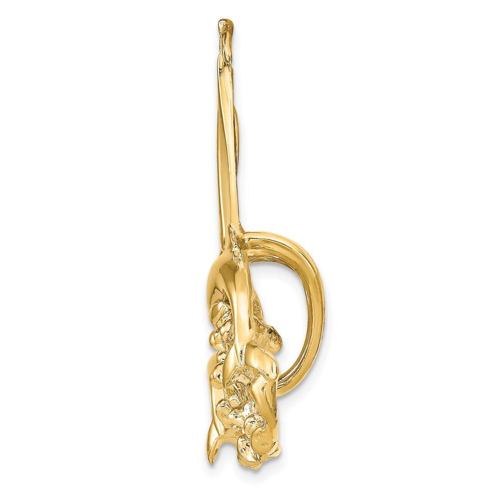 14K Gelbgold Poliert Passt Up To 6mm/8mm Segelboot und Delfin Anhänger