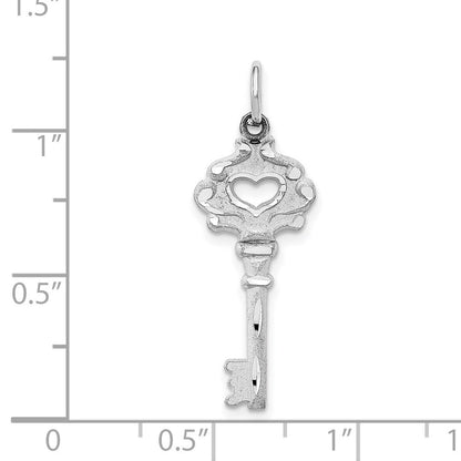 14K Weißgold Diamantiert Key Charm