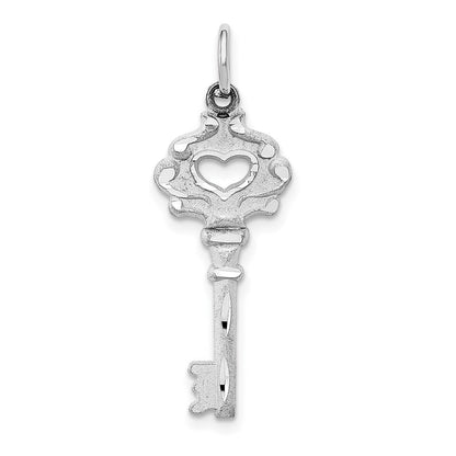 14K Weißgold Diamantiert Key Charm
