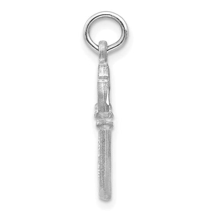 14K Weißgold Poliert Diamantiert 3d Key Charm