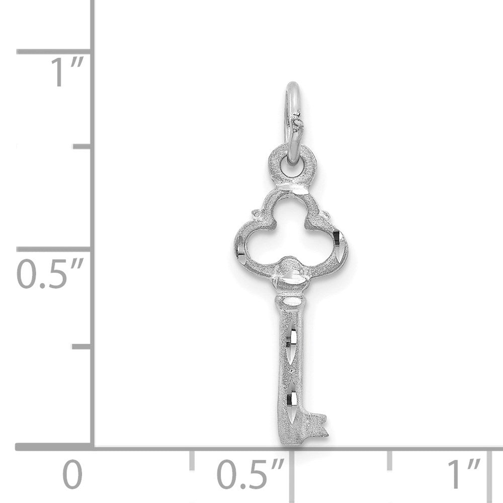 14K Weißgold Poliert Diamantiert 3d Key Charm
