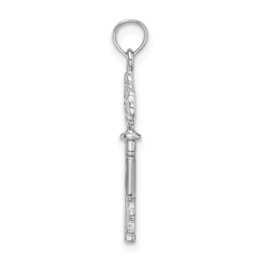 14K Weißgold 3-d Key mit Herzen Charm