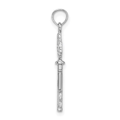 14K Weißgold 3-d Key mit Herzen Charm