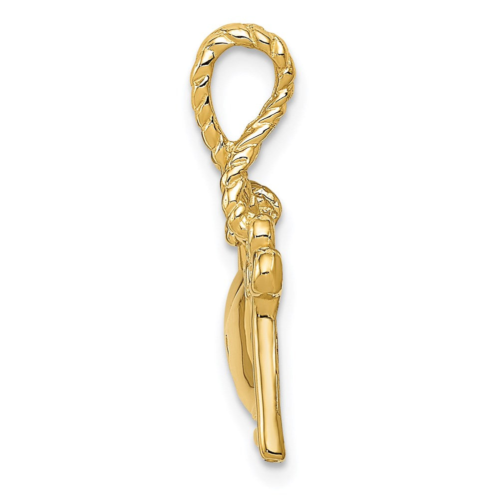 14 Karat Gelbgold Charm, poliert, Schlüssel mit Herzschloss verbunden