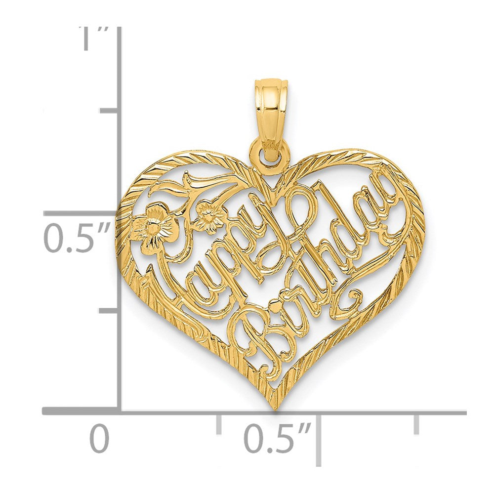 14K Gelbgold Massiv HAPPY BIRTHDAY Herz-Charm