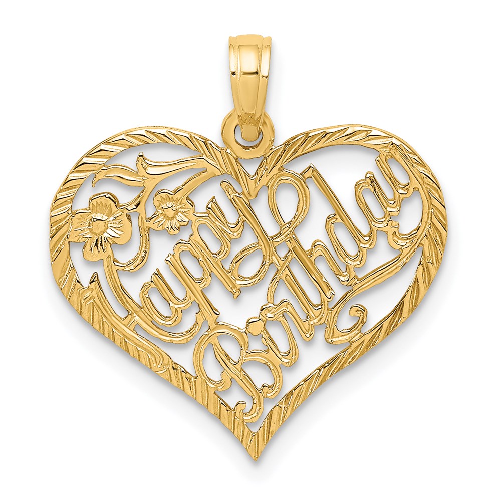 14K Gelbgold Massiv HAPPY BIRTHDAY Herz-Charm