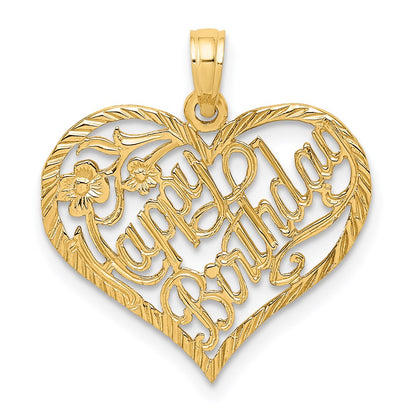 14K Gelbgold Massiv HAPPY BIRTHDAY Herz-Charm