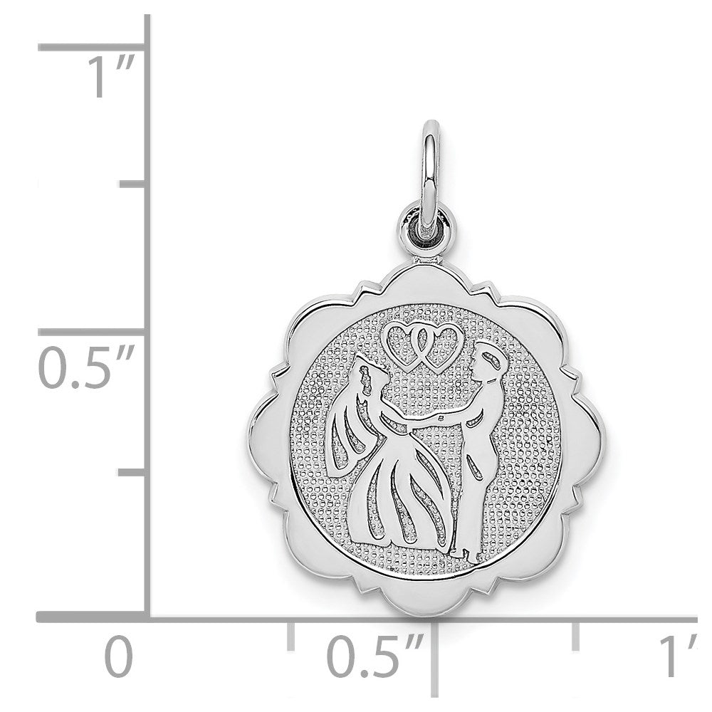 14K Weißgold massiver polierter Braut-und-Bräutigam-Charm