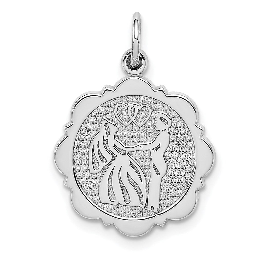 14K Weißgold massiver polierter Braut-und-Bräutigam-Charm