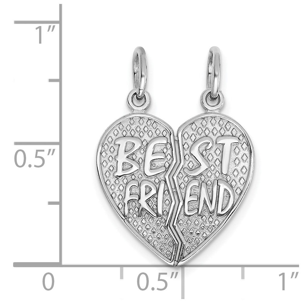 14k Weißgold Anhänger „BEST FRIEND" Herz poliert