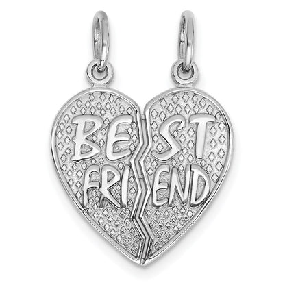 14k Weißgold Anhänger „BEST FRIEND" Herz poliert