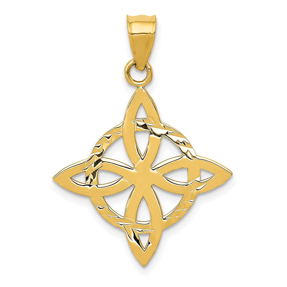 14K Gelbgold Mittelgroßer Keltischer Ewigkeitsknoten-Charm