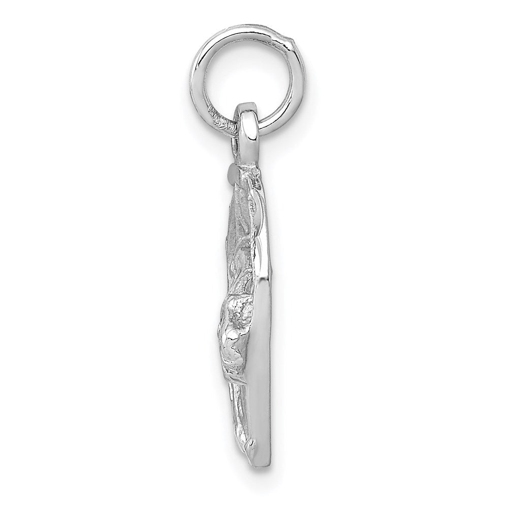14K Weißgold Diamantierter Pferdekopf im Hufeisen Charm