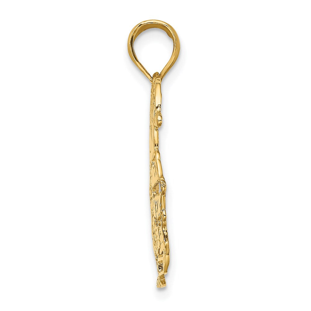 14K Gelbgold Poliert Weihnachten Baum und Santa Charm