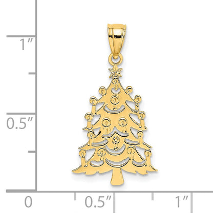 14K Gelbgold Poliert Weihnachten Baum Charm