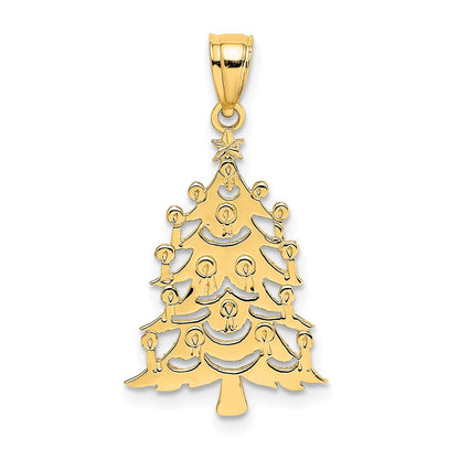 14K Gelbgold Poliert Weihnachten Baum Charm