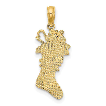 14K Gelbgold Poliert Weihnachten Stocking Charm