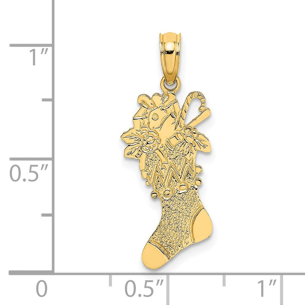 14K Gelbgold Poliert Weihnachten Stocking Charm