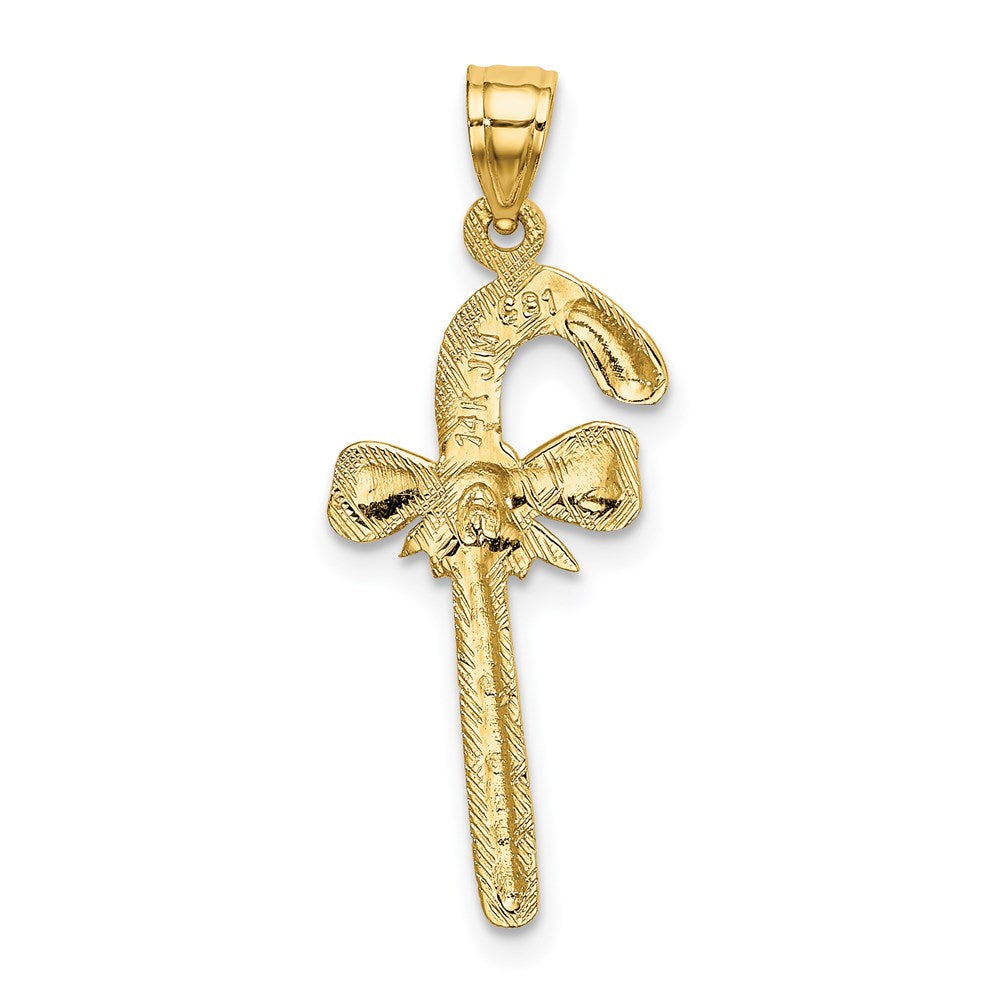 14K Gelbgold Massiv Poliert Candy Cane Charm
