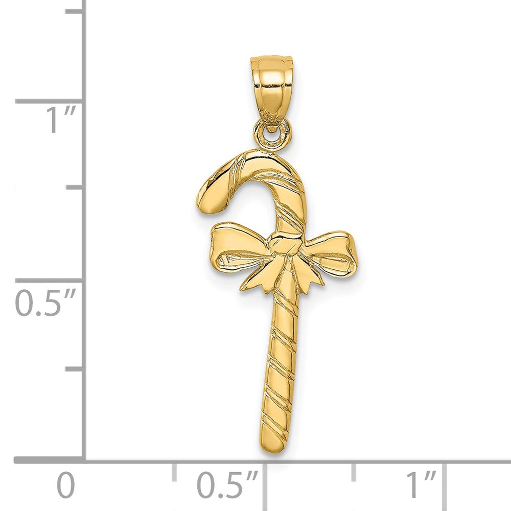 14K Gelbgold Massiv Poliert Candy Cane Charm