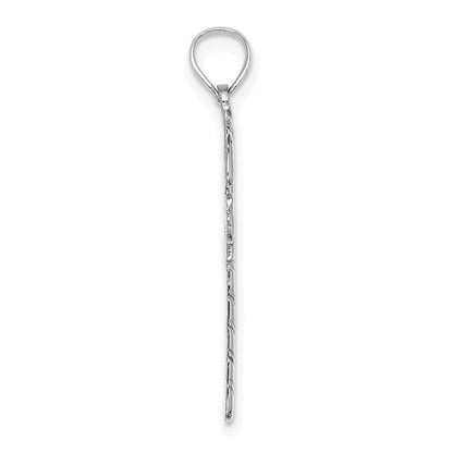 14K Weißgold Massiv Poliert Candy Cane Anhänger