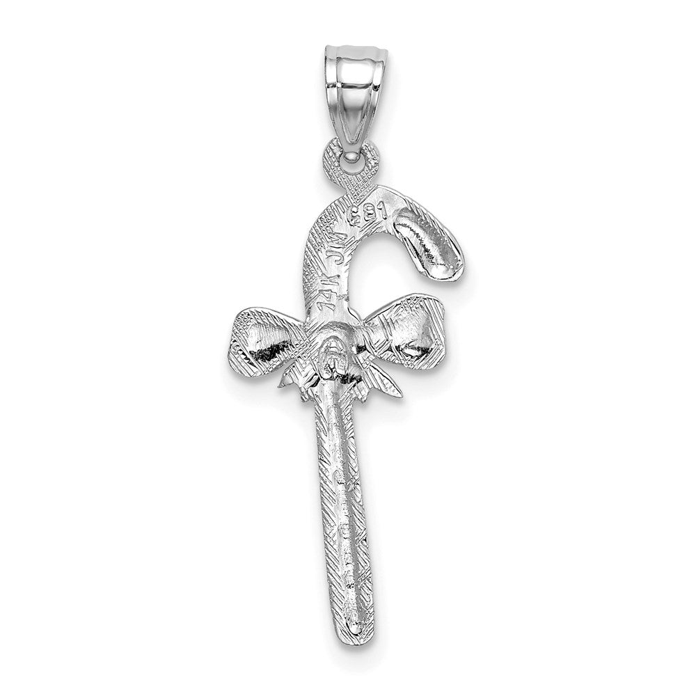 14K Weißgold Massiv Poliert Candy Cane Anhänger