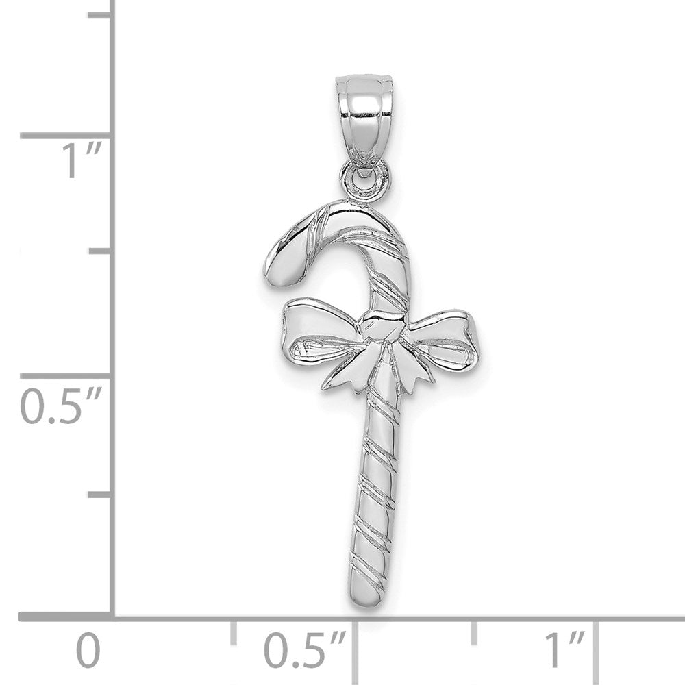 14K Weißgold Massiv Poliert Candy Cane Anhänger