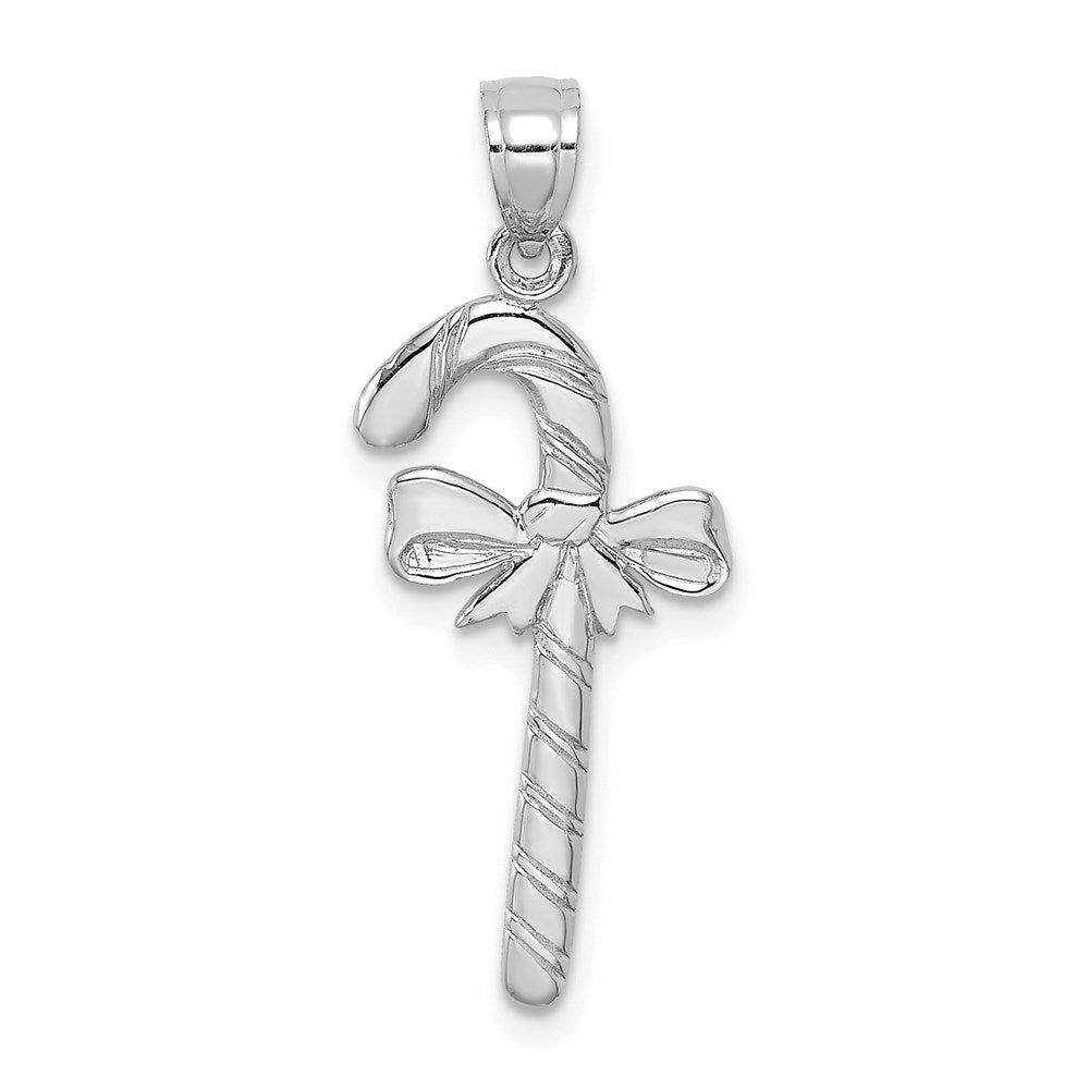 14K Weißgold Massiv Poliert Candy Cane Anhänger
