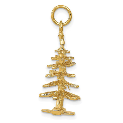 14K Gelbgold 3-D-Weihnachtsbaum-Charm