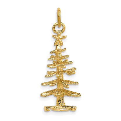 14K Gelbgold 3-D-Weihnachtsbaum-Charm