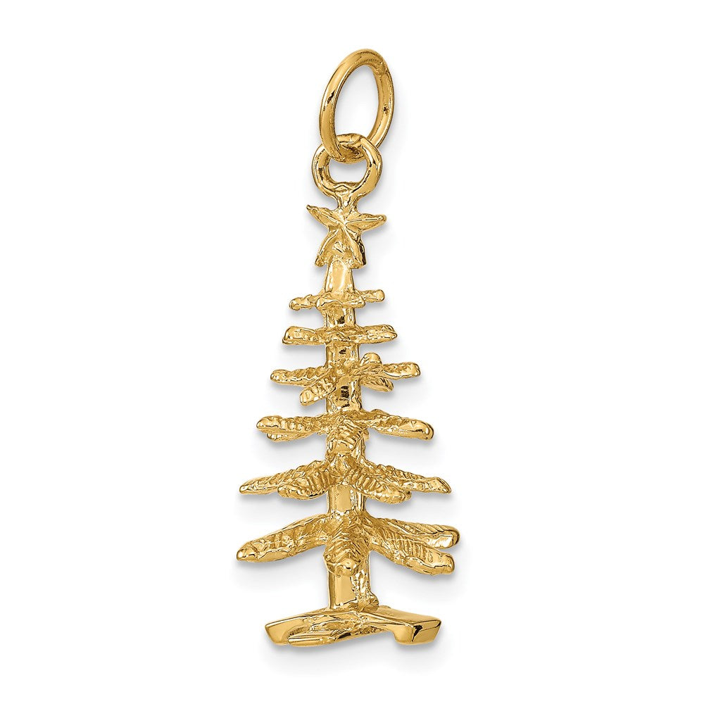 14K Gelbgold 3-D-Weihnachtsbaum-Charm