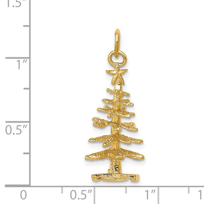 14K Gelbgold 3-D-Weihnachtsbaum-Charm