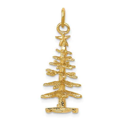 14K Gelbgold 3-D-Weihnachtsbaum-Charm