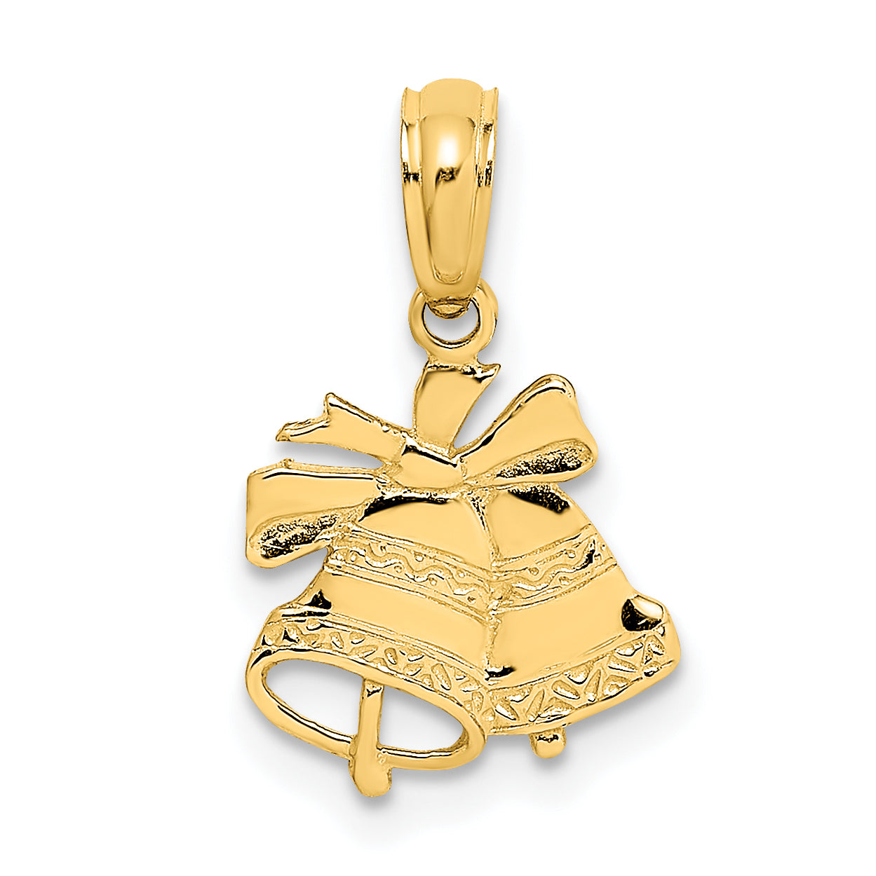 14K Gelbgold Poliert Weihnachten Bells Charm
