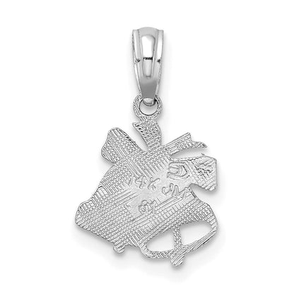 14K Weißgold Poliert Weihnachten Bells Anhänger