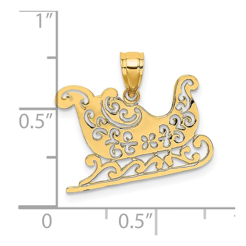 14K Gelbgold Poliert Sleigh Charm
