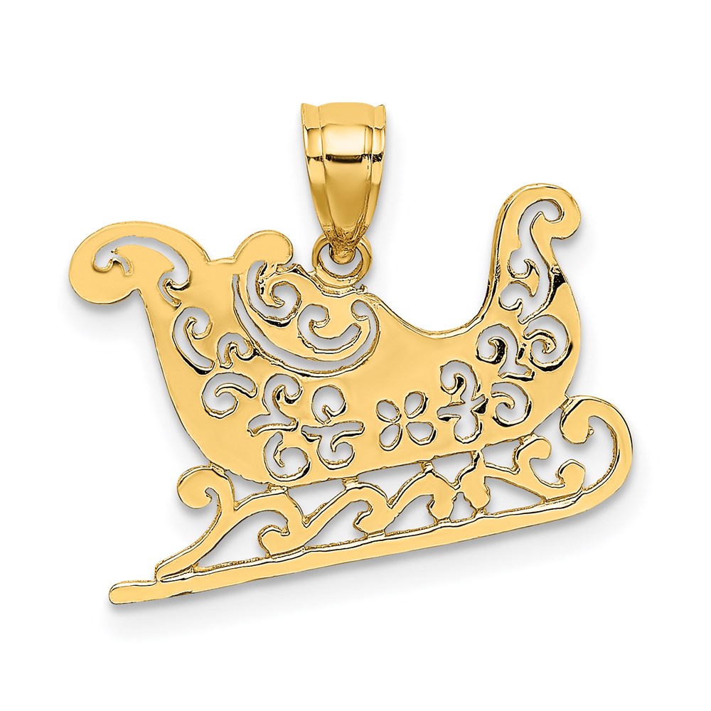 14K Gelbgold Poliert Sleigh Charm