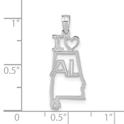 14K Weißgold Massiv Alabama State Anhänger