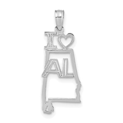 14K Weißgold Massiv Alabama State Anhänger