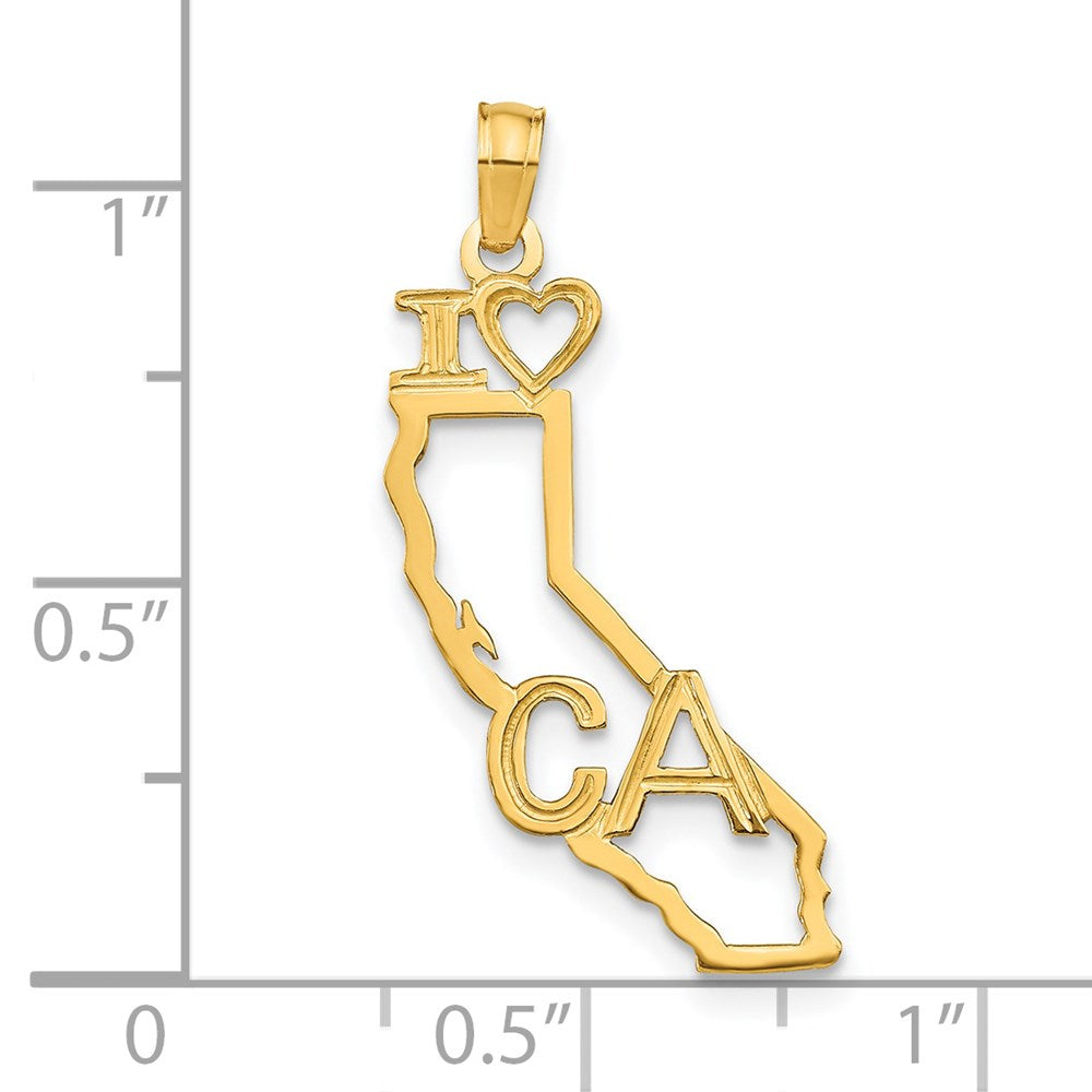 14K Gelbgold Massiv California State Anhänger
