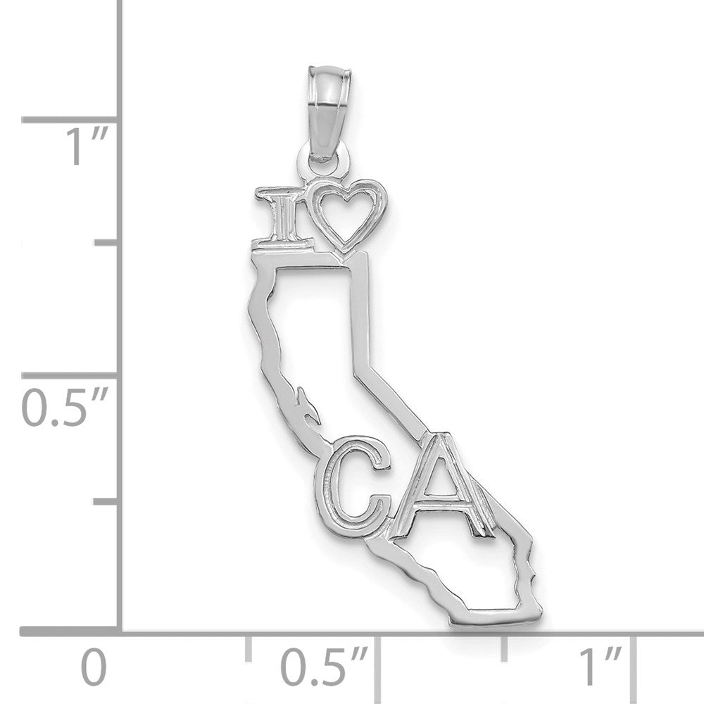 14K Weißgold Massiv California State Anhänger