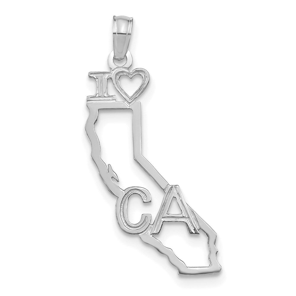 14K Weißgold Massiv California State Anhänger